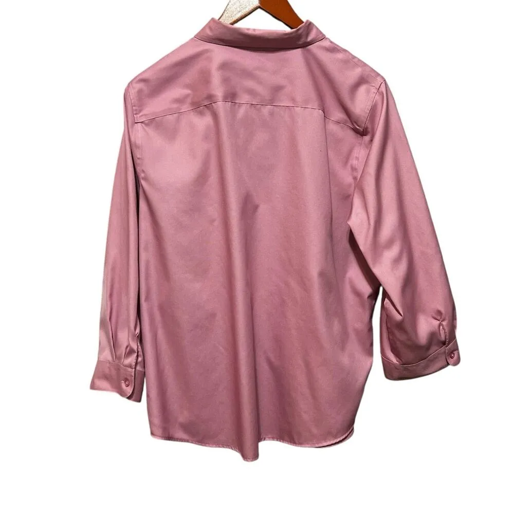 Coldwater Creek Women Top 18 Pink Button Up Preppy Coastal Classic Office Travel - Image 3