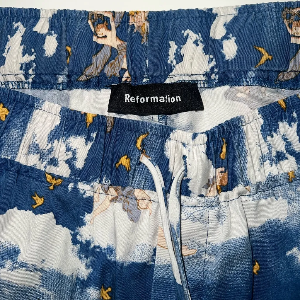 Reformation Angel Clouds Heaven Cherub Whimsical Print Classic Pajama PJ Set - Image 15
