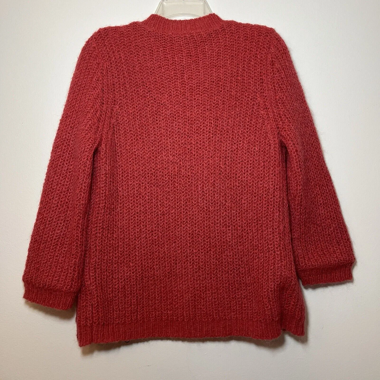 CAbi Pink Coral Soft Wool Mohair Chunky‎ Knit Zip Cardigan Sweater Jacket size M - Image 6