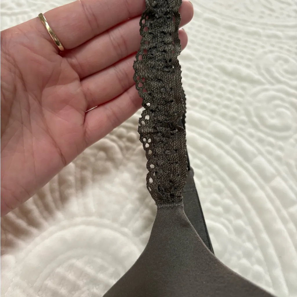 Aerie Brown Lace Strap Real Sunnie Demi Lined Bra Sz 34DD - Image 2