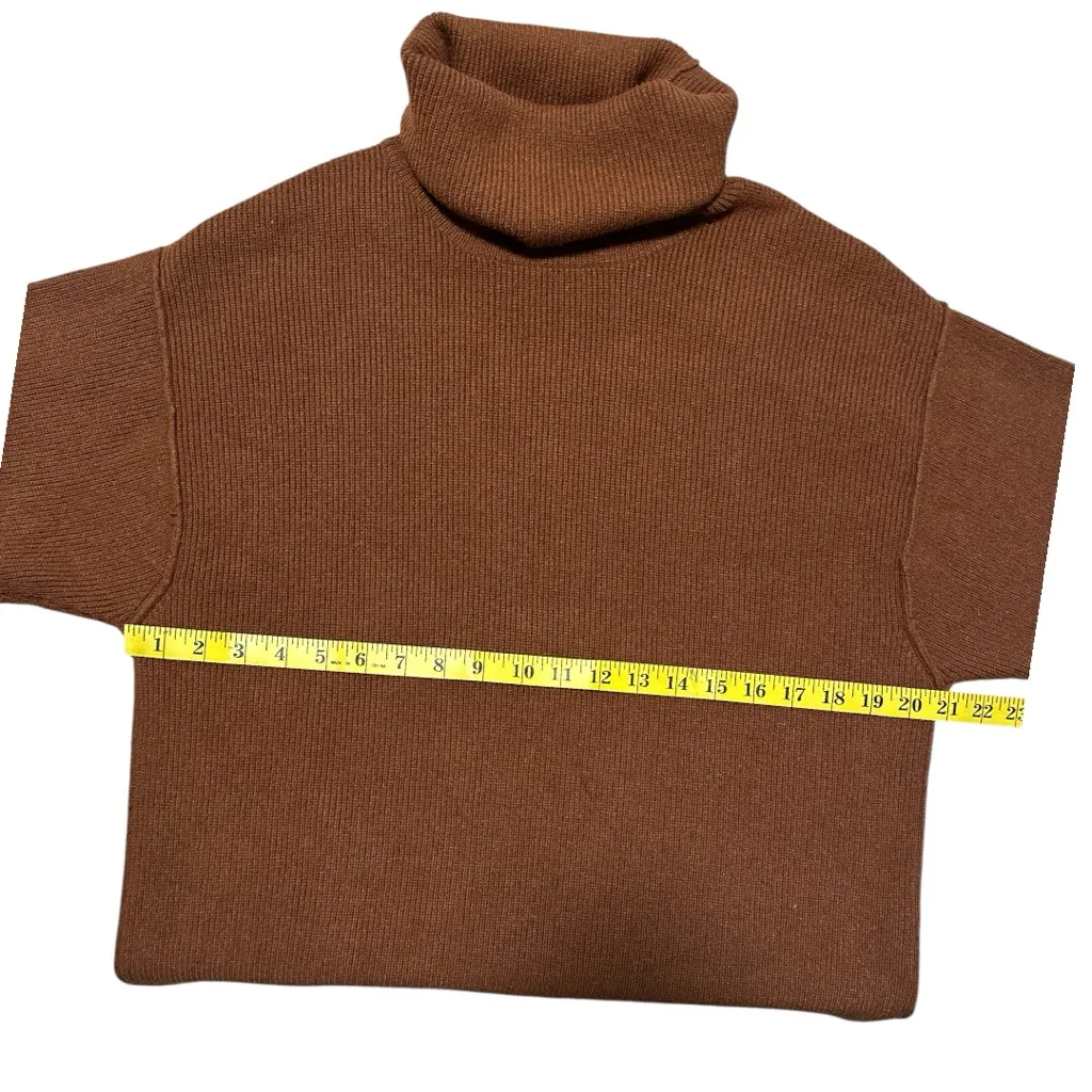 Free People Women’s Turtleneck Sweater Brown Rust Knit Pullover Oversized XS - Image 5
