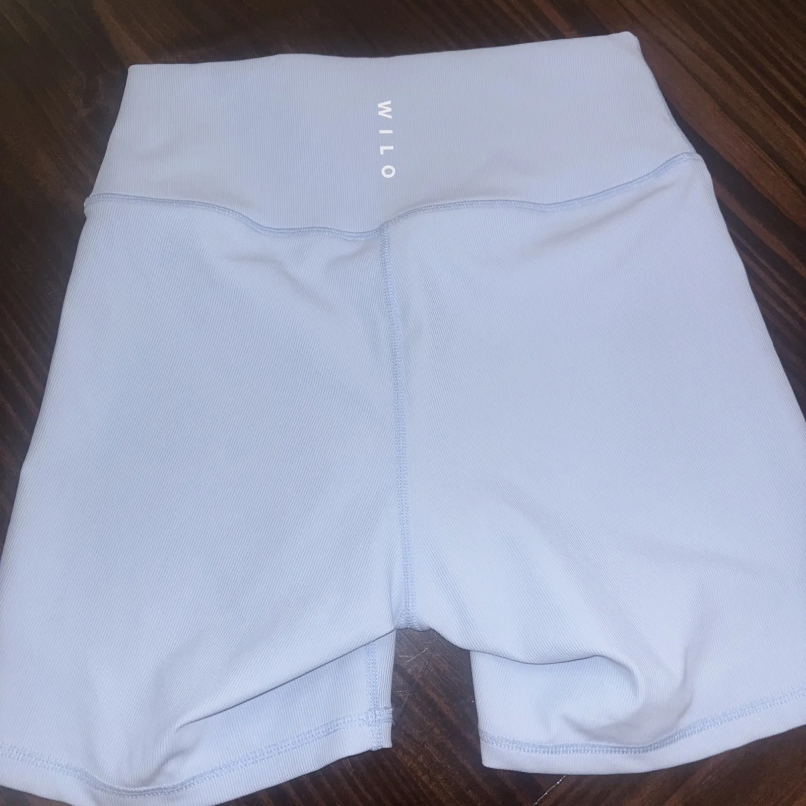 Wilo The Label Ribbed Biker Shorts Size Large High Waist Activewear Yoga Blue - Image 4