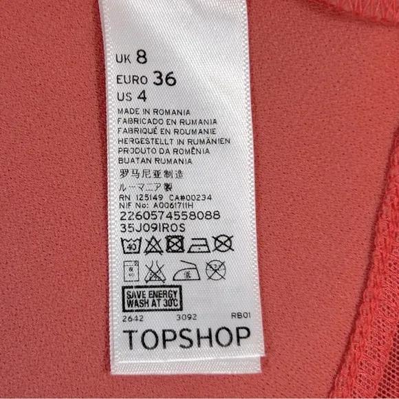 Topshop Mesh Insert Coral Sleeveless Skater Dress‎ Size 4 - Image 11