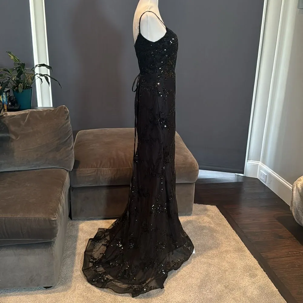 Women’s Black MermaidFit Sequins Party Prom Formal Dress LaceUp Back Size 2 NWOT - Image 4