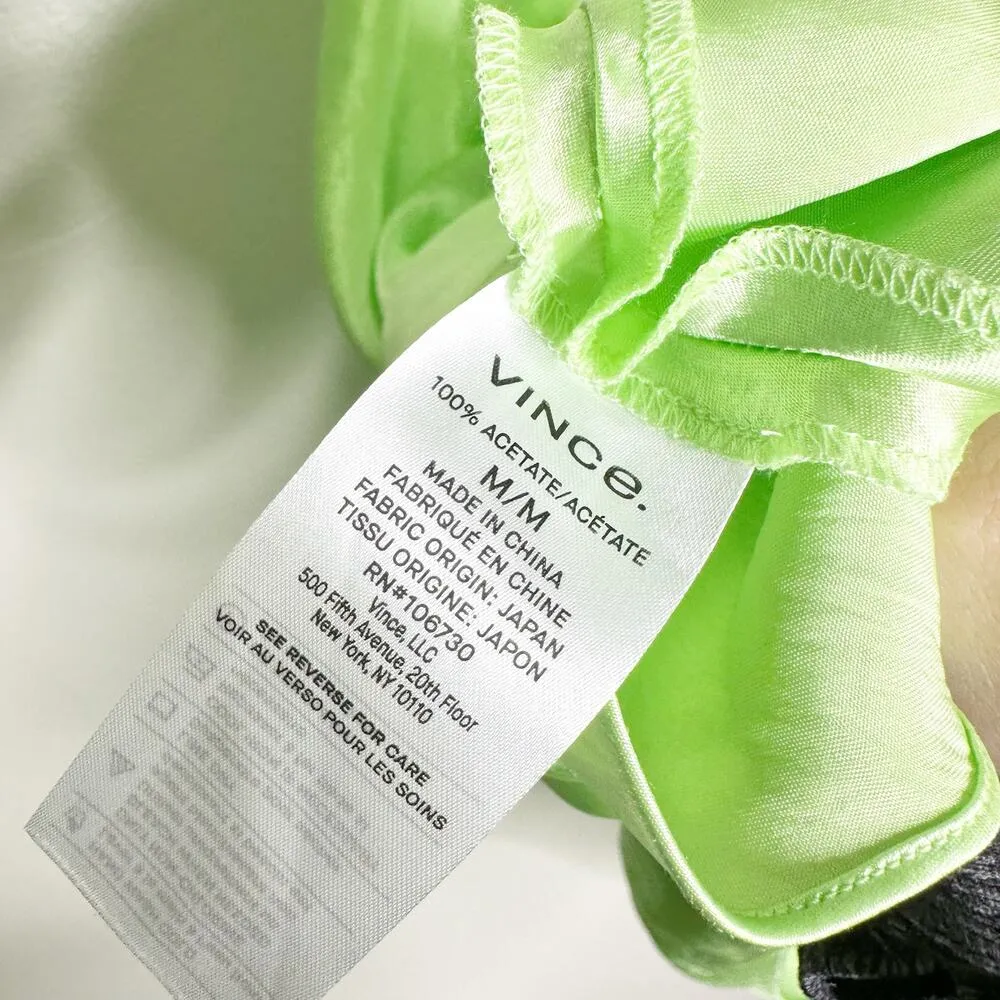 Vince Womens Skirt Slip High Rise Satin Flared Mini Pull on Guava Green M NWT - Image 8