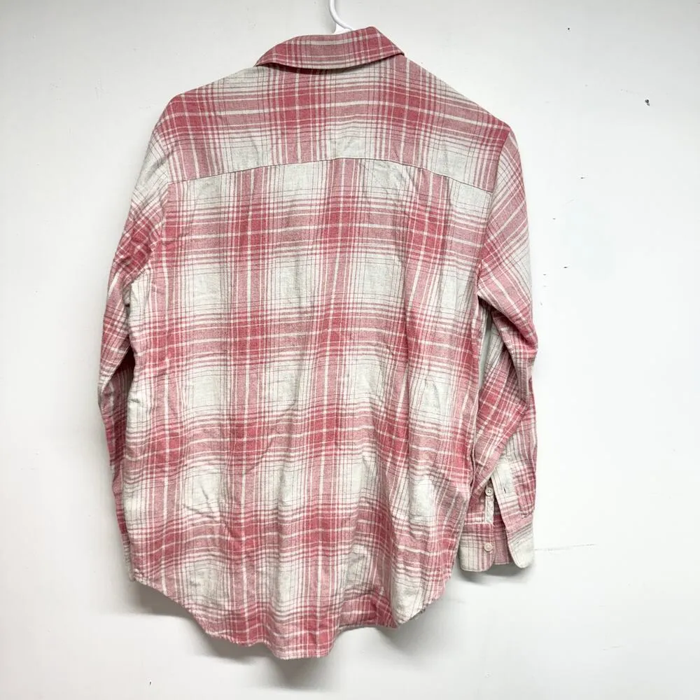 Madewell Pink & Cream Plaid Flannel Sunday Button Up Shirt with Pockets Size XXS - Image 4