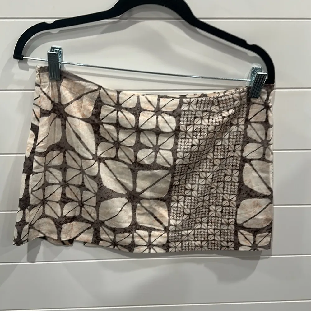 Geometric Patterned Skirt - Brown and Cream - Image 4