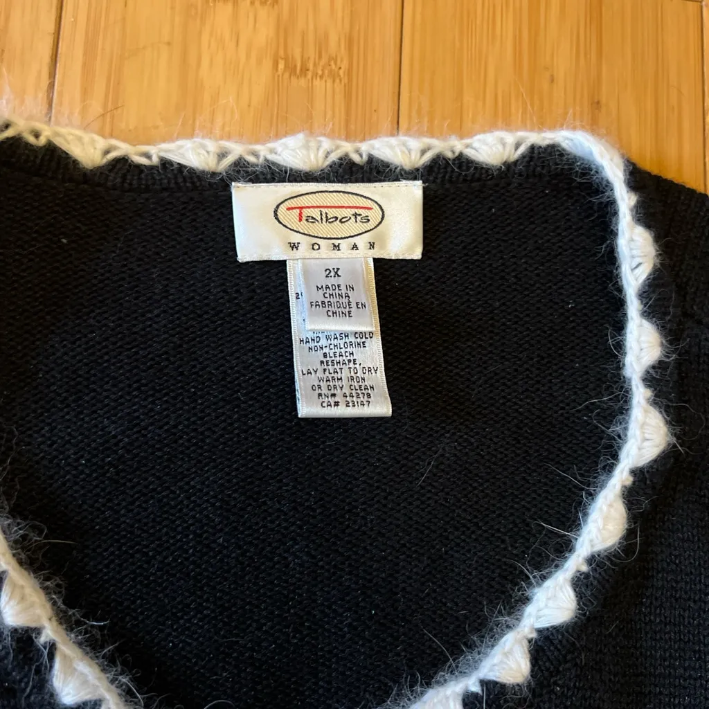 Talbots Black Scottish Terrier dog knit sweater - Image 3