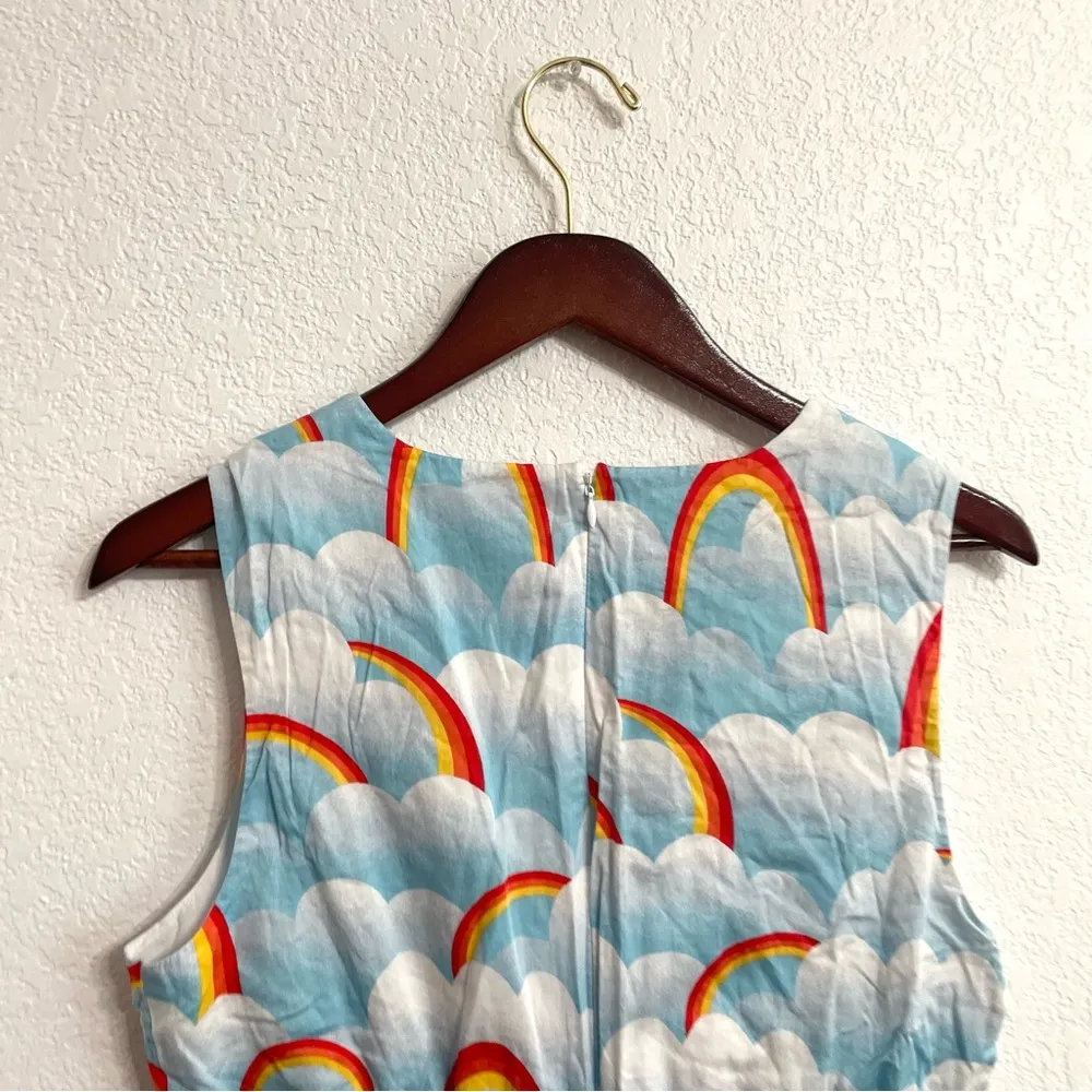 ModCloth Womens Dress Blue Dreamscape Rainbow Clouds Fit and Flare Size Large - Image 4