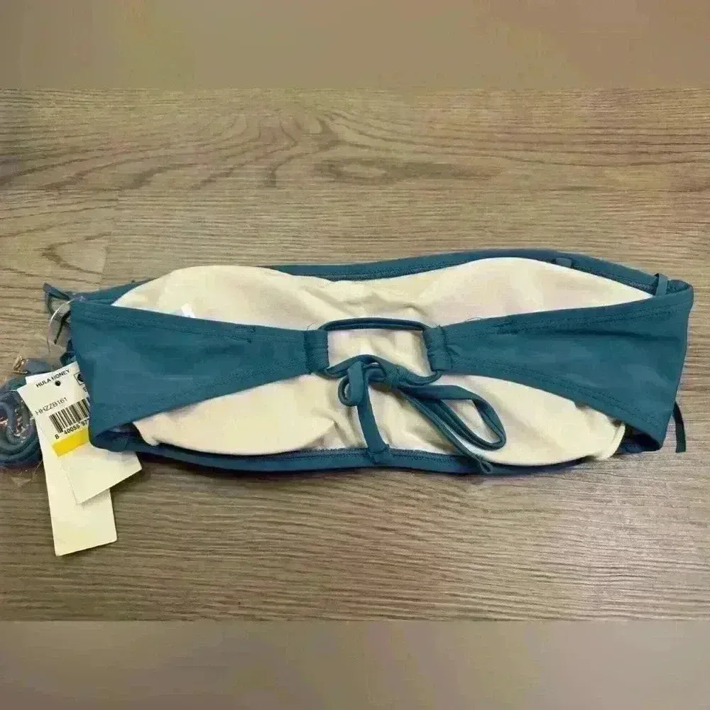 Hula Honey‎ NWT Women’s Bandeau Stretch Fringe Bathing Swimsuit Top Size M - Image 6