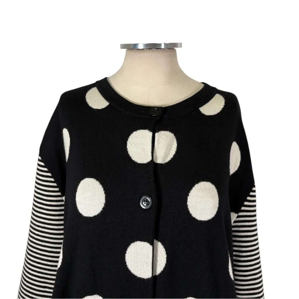 Boutique Moschino Virgin Wool Long Sleeve Button Front Polka Dot Dress Size 10 - Image 6