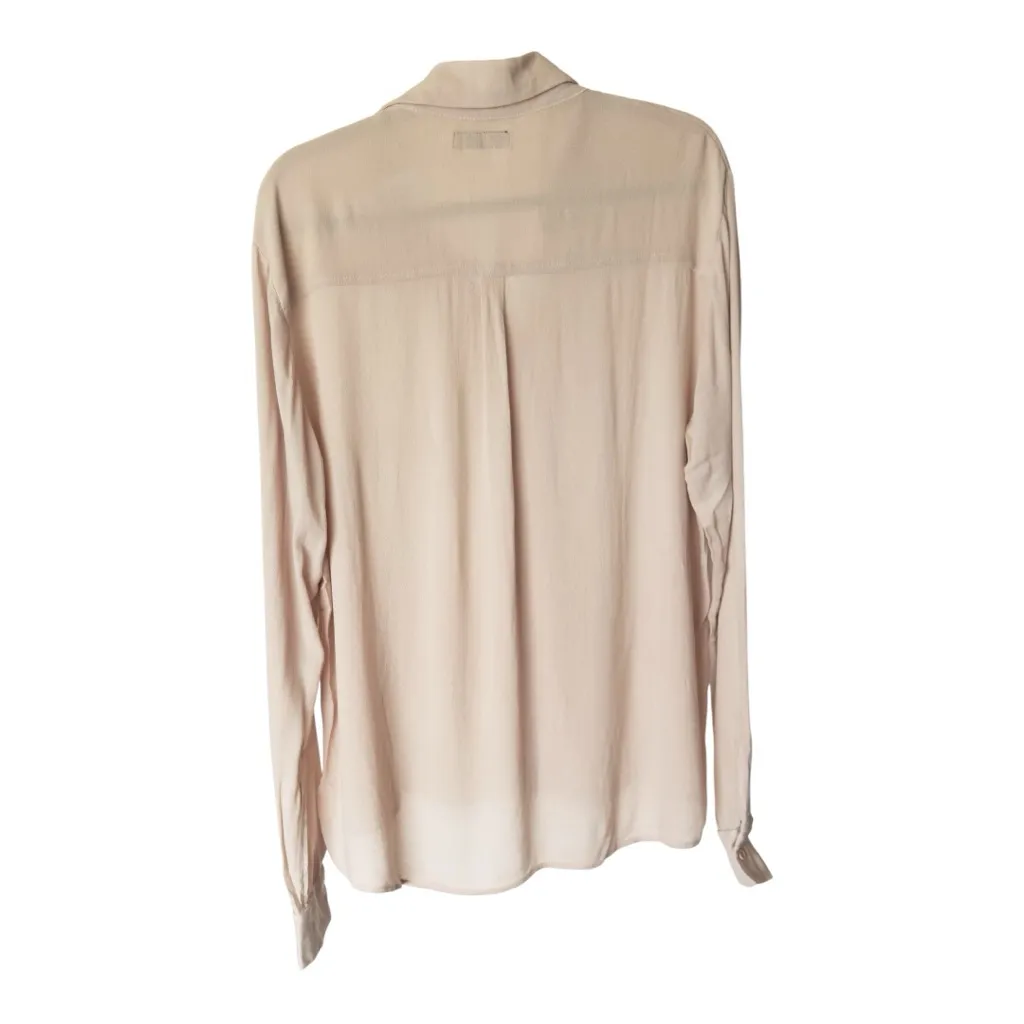New Revolve Michael Lauren Women’s Keller L/S Button Down Beige Shirt Top Small - Image 2
