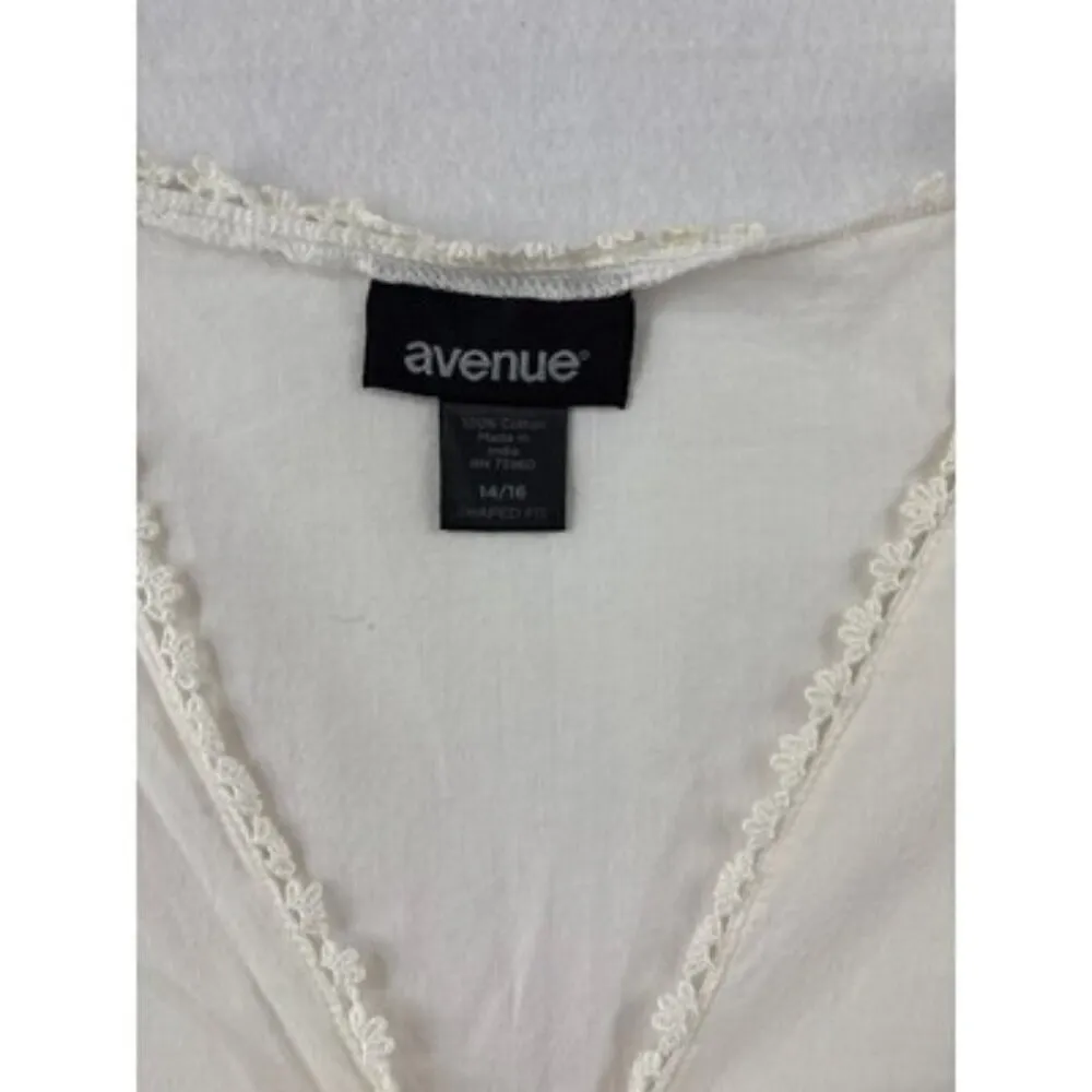 Avenue White Sleeveless Cotton Blouse Size 14/16 - Image 2
