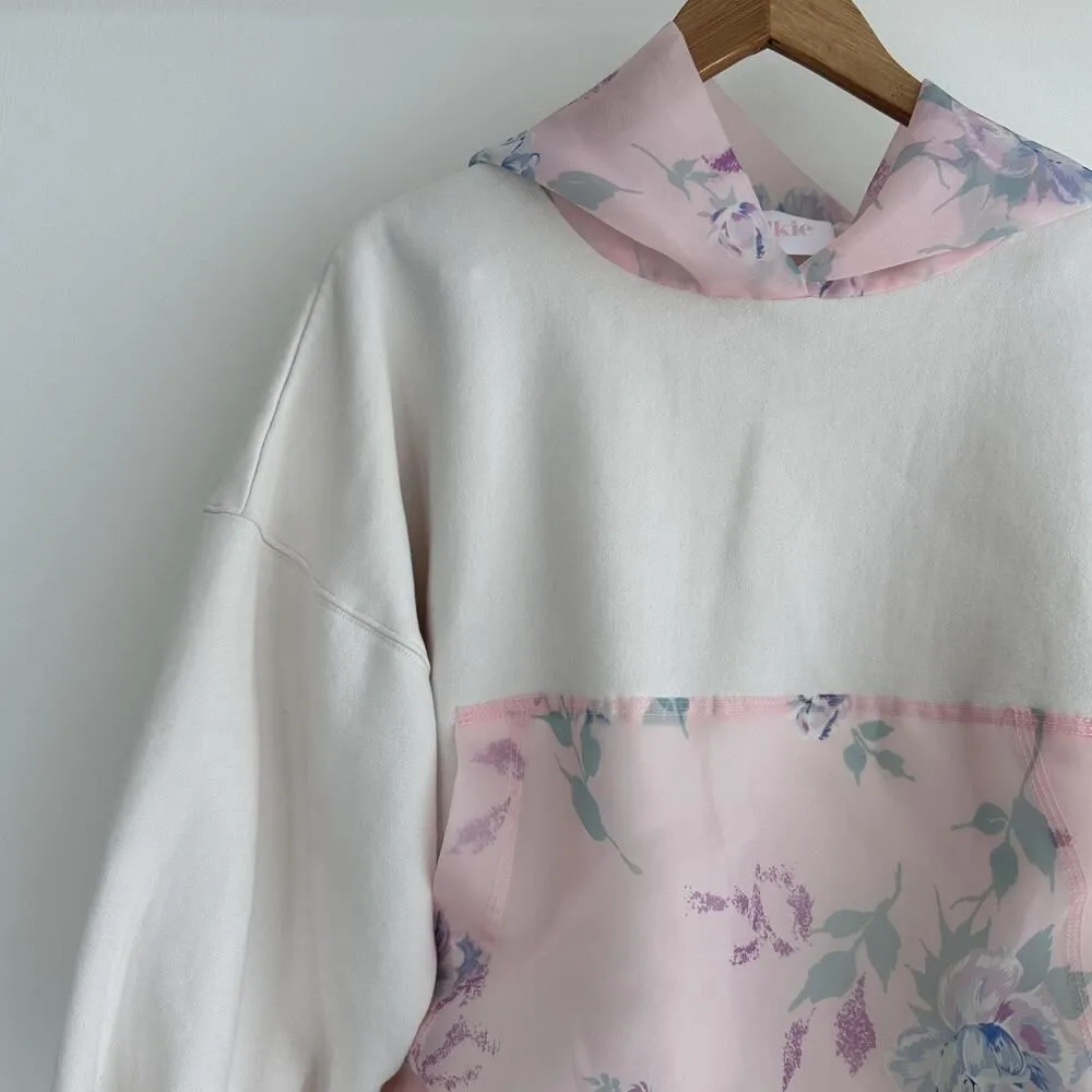 Selkie Hoodie Womens XS Floral Pastel Sheer Panel Pullover The Pillow Sweatshirt Pink - Image 2