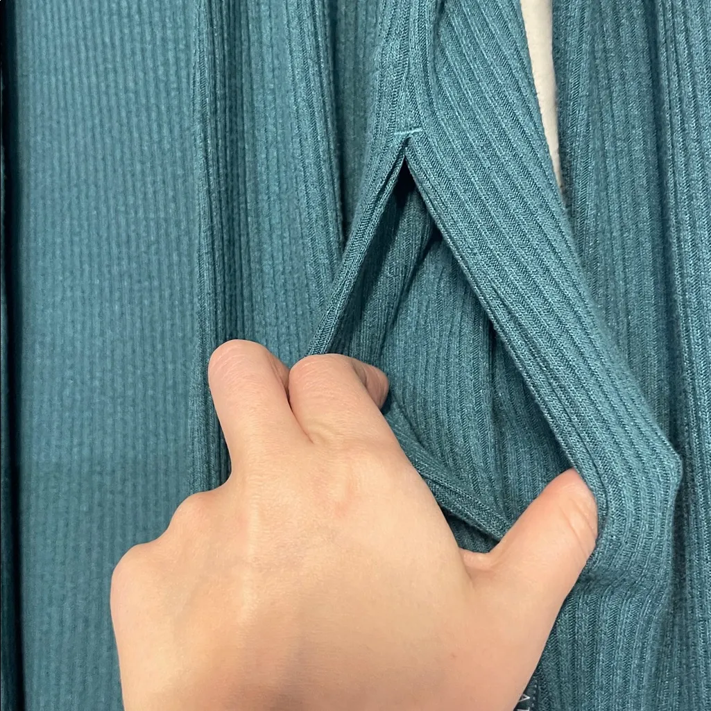 ATHLETA HARMONY POSE WRAP CARDIGAN SWEATER RIBBED TEAL XS - Image 6