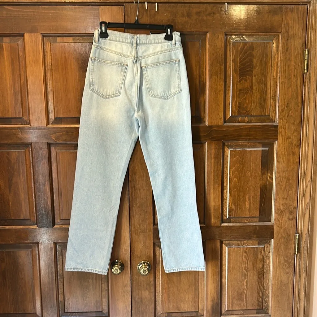 Reformation Jeans Cynthia High Rise Straight Jeans Button Fly Size 27 Light Wash - Image 2