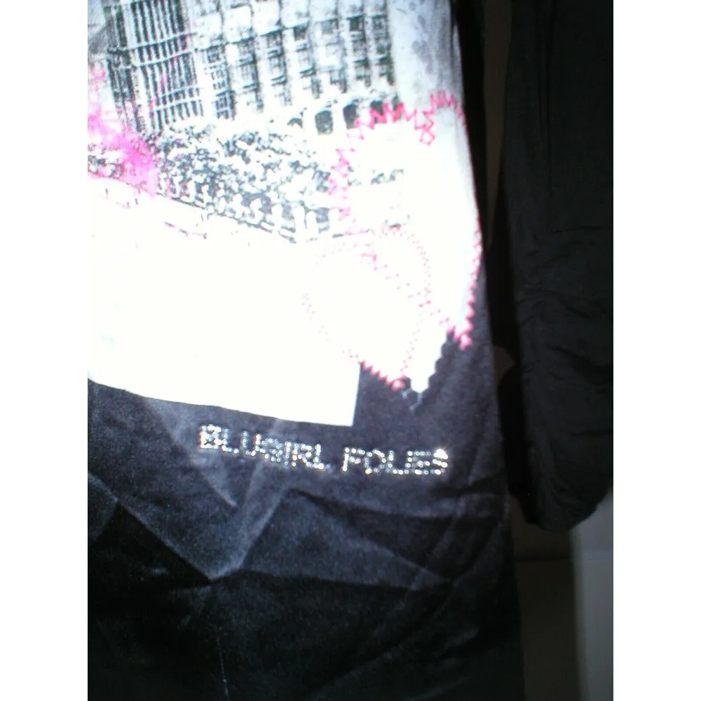 New Womens 10 NWT Black Designer Blugirl Folies Blumarine Ruching Satin London - Image 11