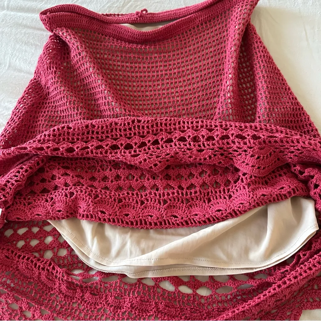 Red Margaret O’Leary crochet skirt - Image 6