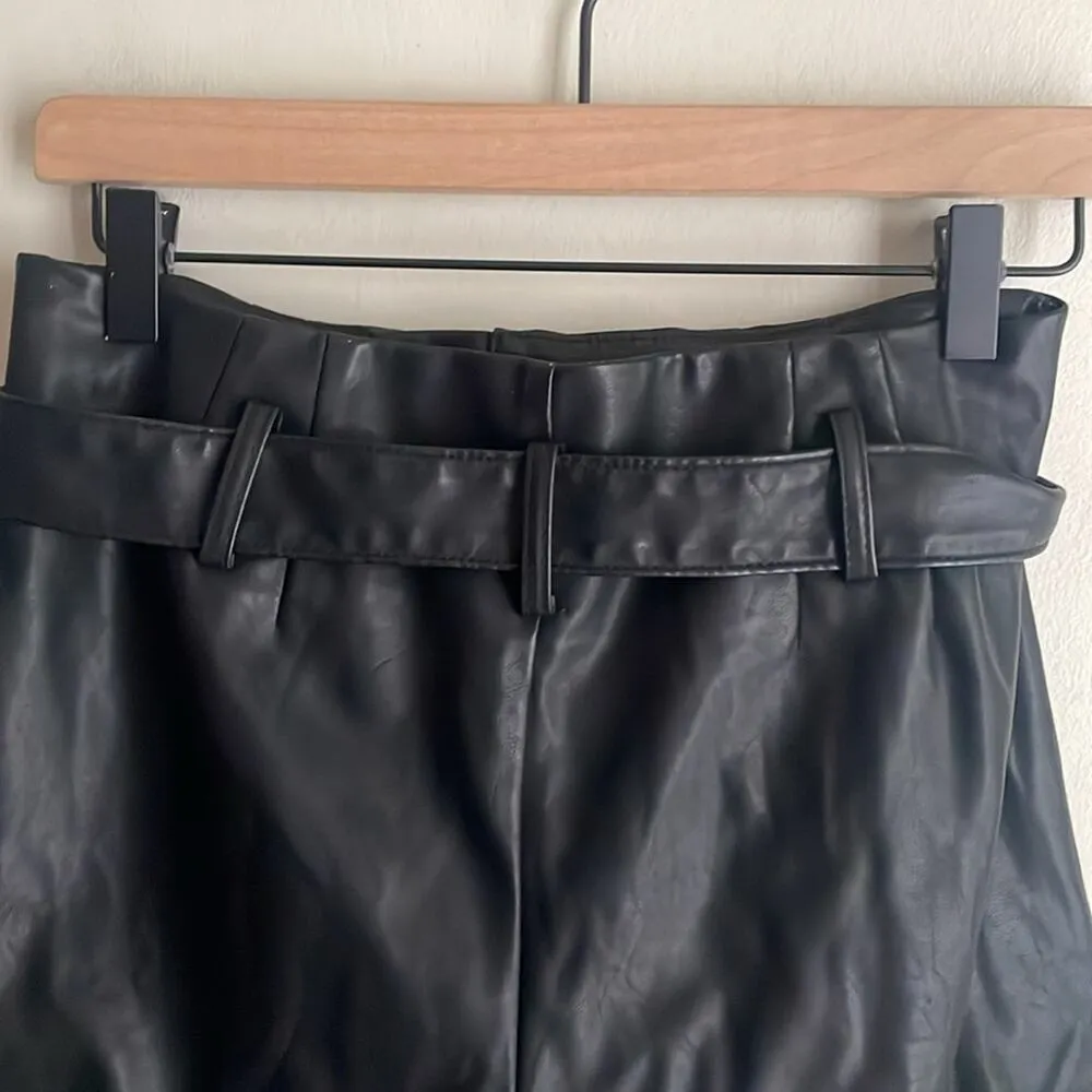 Blank NYC High Waist Faux Leather Paper Bag Shorts Black 
· - Image 12