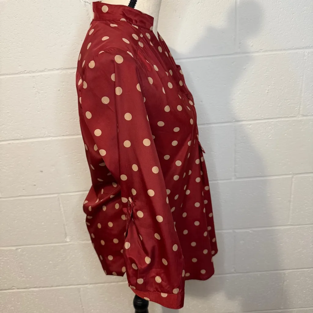 Fun 2 Fun Red and Beige Polka Dot V - Image 4