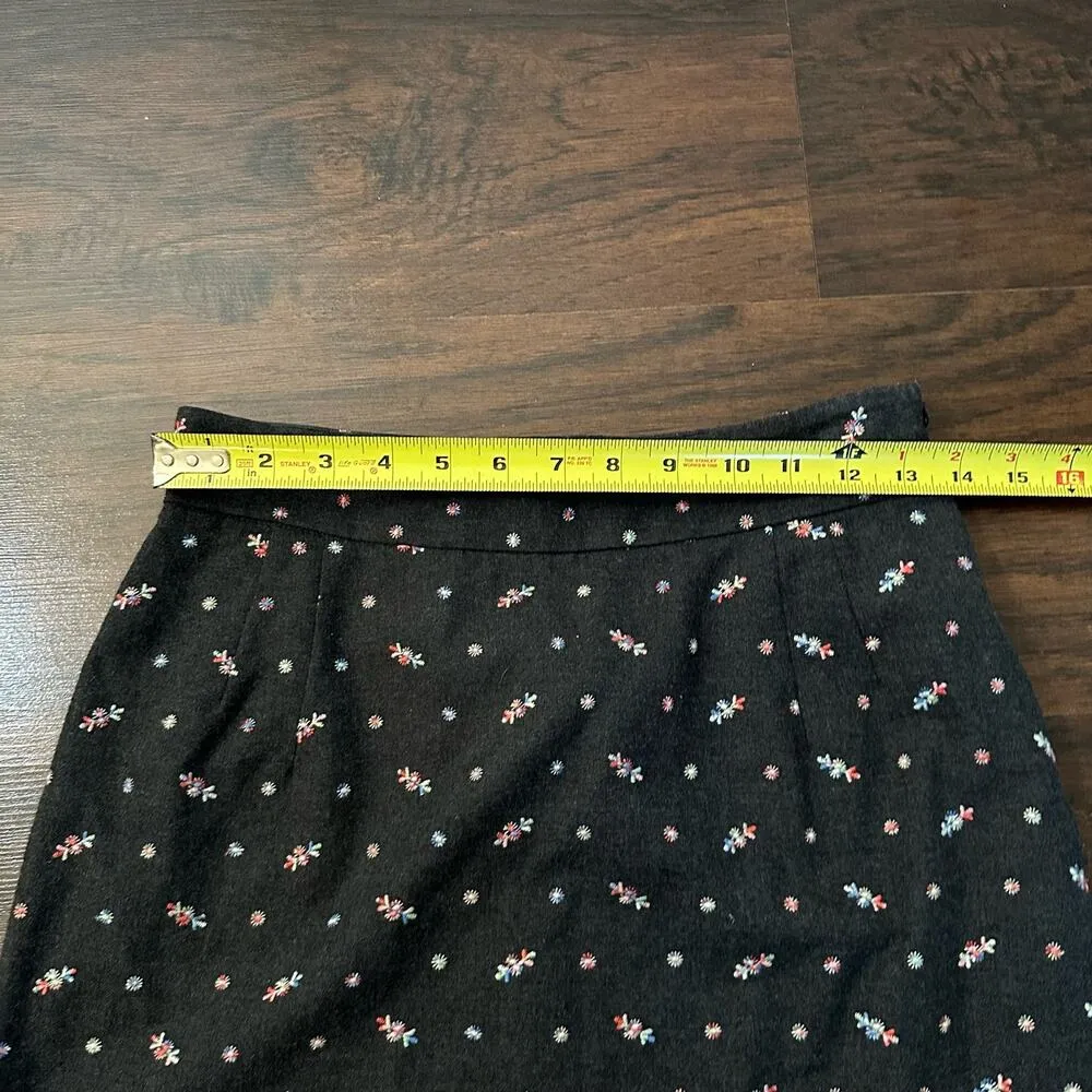 Odille  dark gray floral cotton pencil skirt size 4 - Image 9