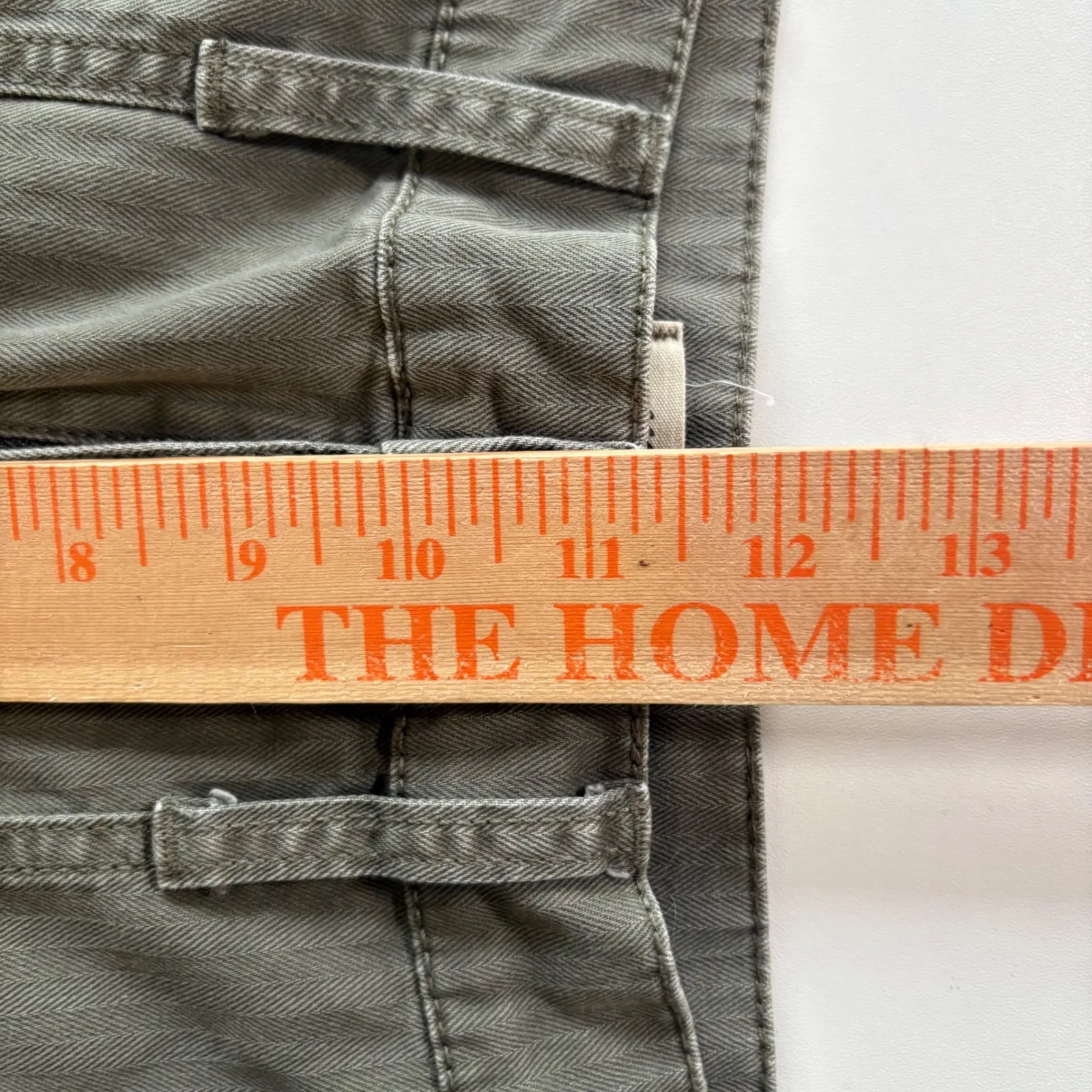 Madewell High Rise Utility Pants Green Herringbone Cotton Blend Women's Size 26‎ - Image 7