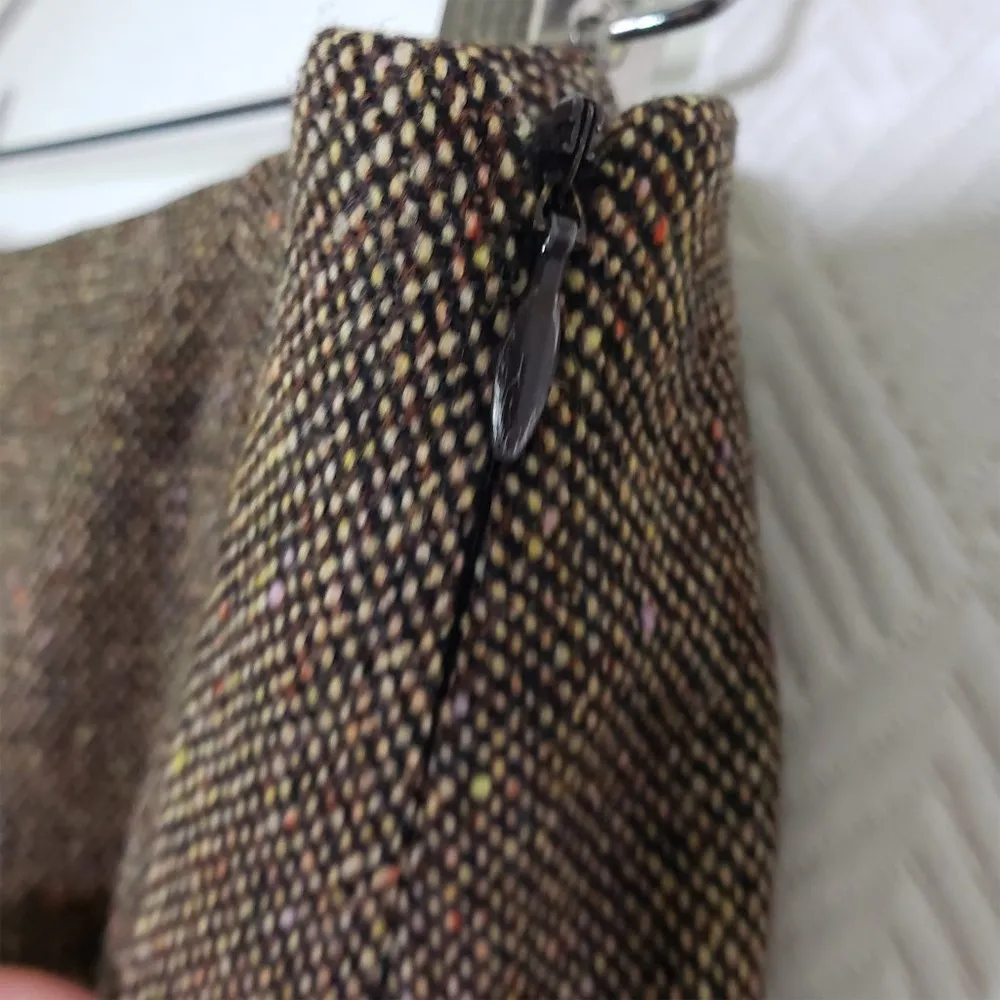 Vintage KENZO JUNGLE Size 8 Brown, Pink Tweed Wool Blend Embroidered Skirt Brown - Image 8