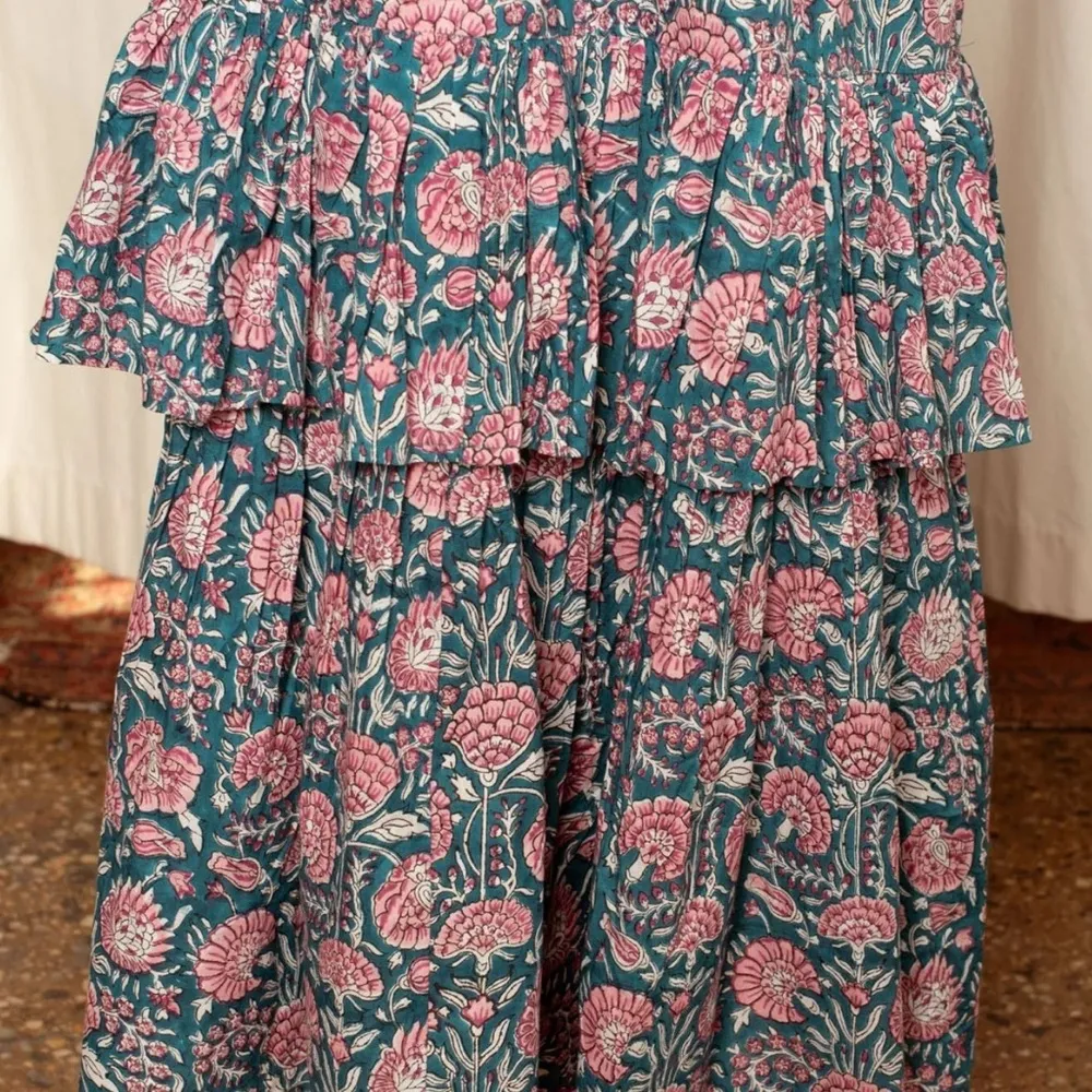 Ophelia & Indigo Hannah Maxi Dress Bloom Romantic Long Green Floral Ruffled Tier Pink Size M - Image 3