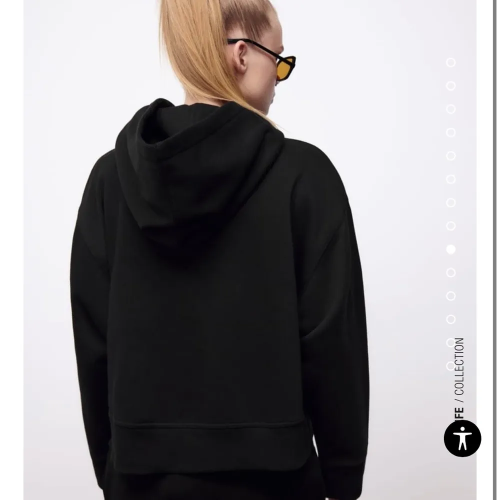 BLACK RIBBED HOODIE - Image 2