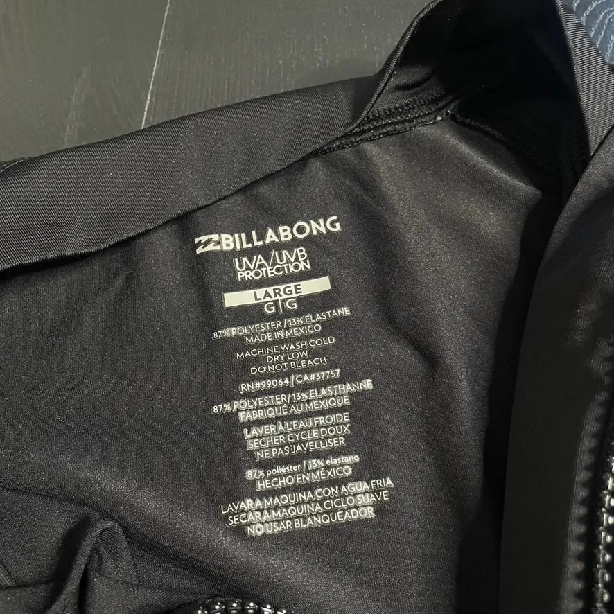 BILLABONG‎ Womens Rashguard Black White Palm Tree Swim Surf Beach UVA UVB Large - Image 4