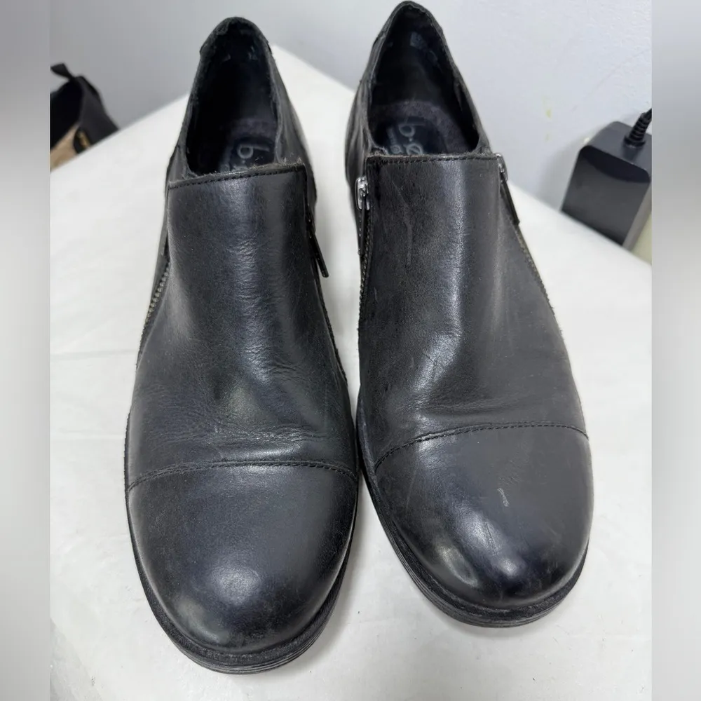 B.O.C. Black Leather D'Orleans Low Heel Zip Clogs Sz 9.5 - Image 4