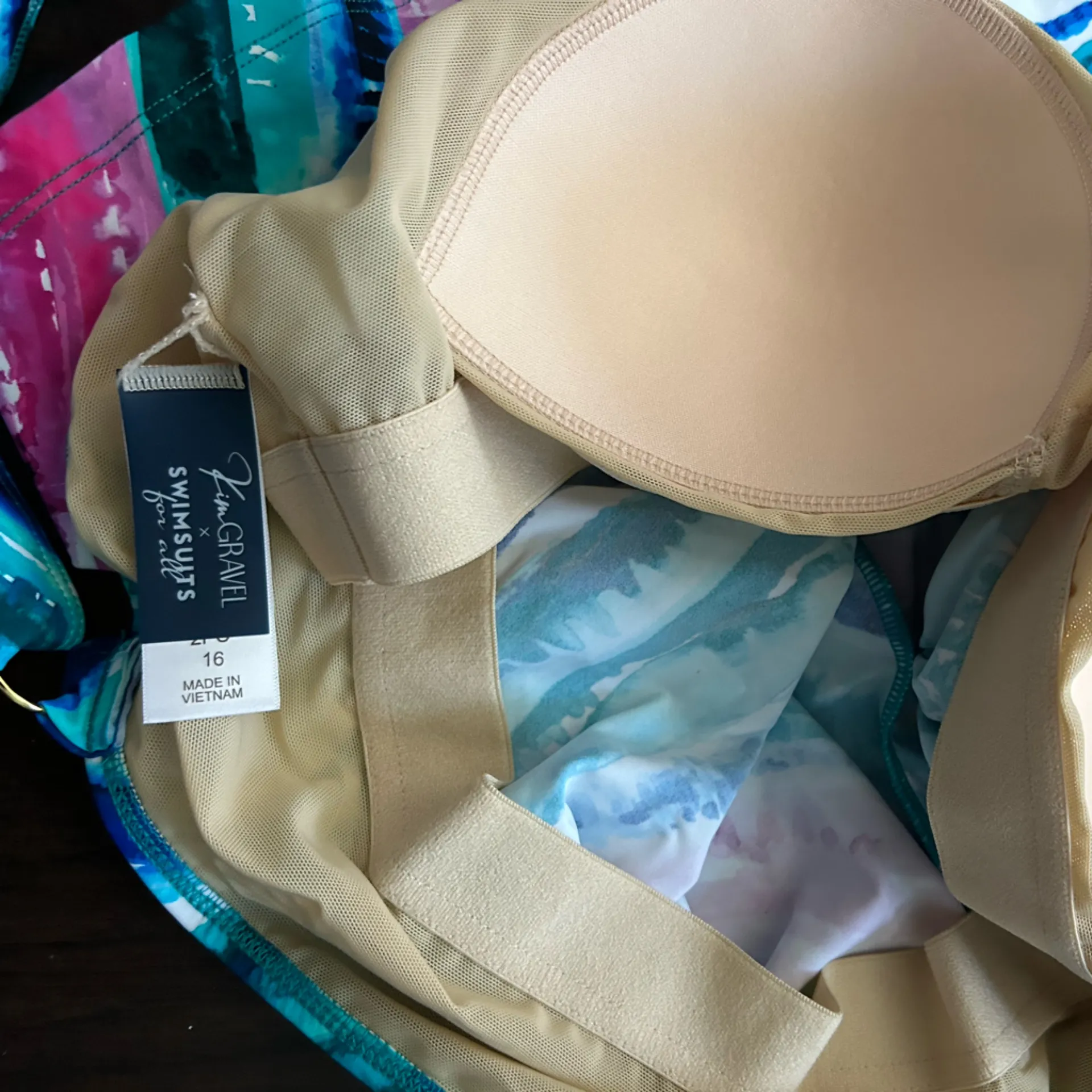 Kim gravel scoop neck Tankini bike shorts Swimsuits For All plus Size 16 NWT Blue - Image 6