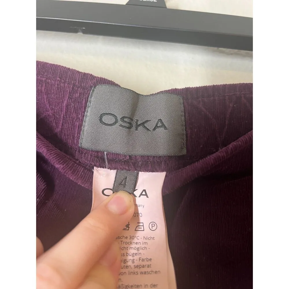 Oska Purple Pull On Micro Corduroy Pants Womens Sz 4 Tapered Leg - Image 5