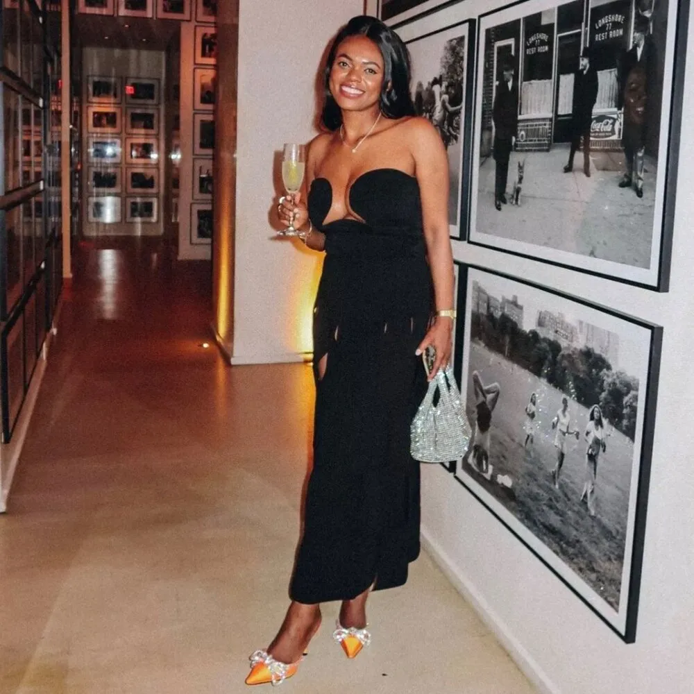 Pixie Market Women's Dominique Bustier Midi Dress in Black Wedding Party Size XS - Image 10