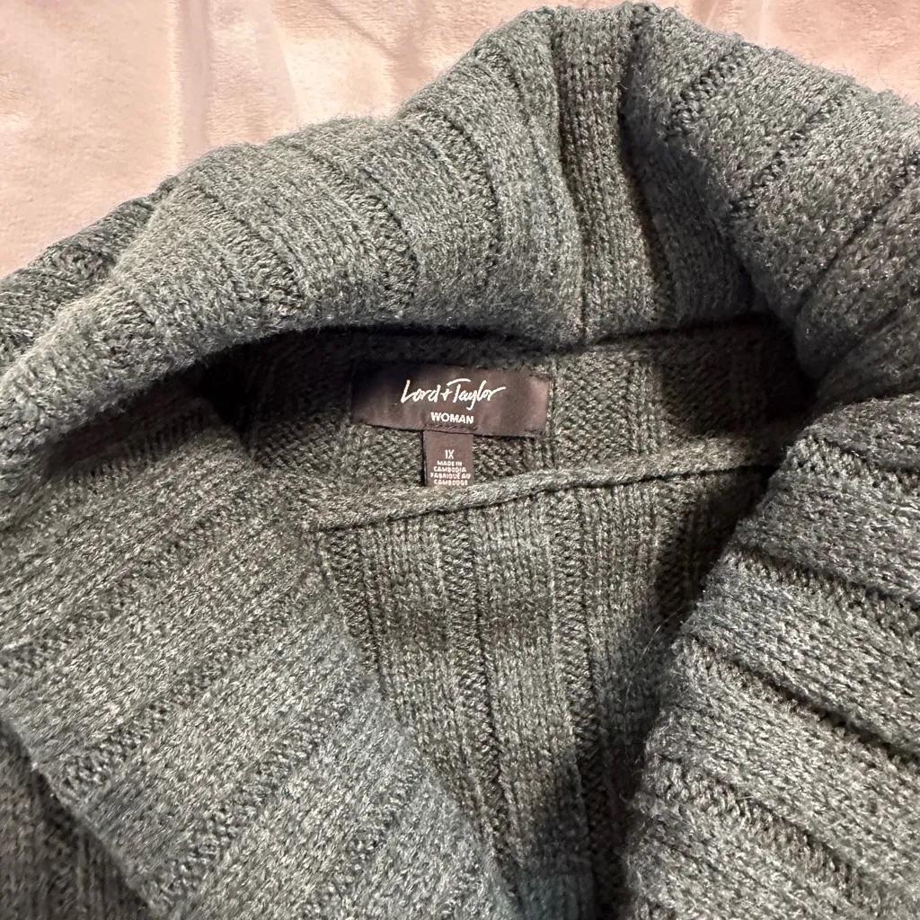 Lord & Taylor Forest Green Cowl Neck Sweater Size 1X - Image 2