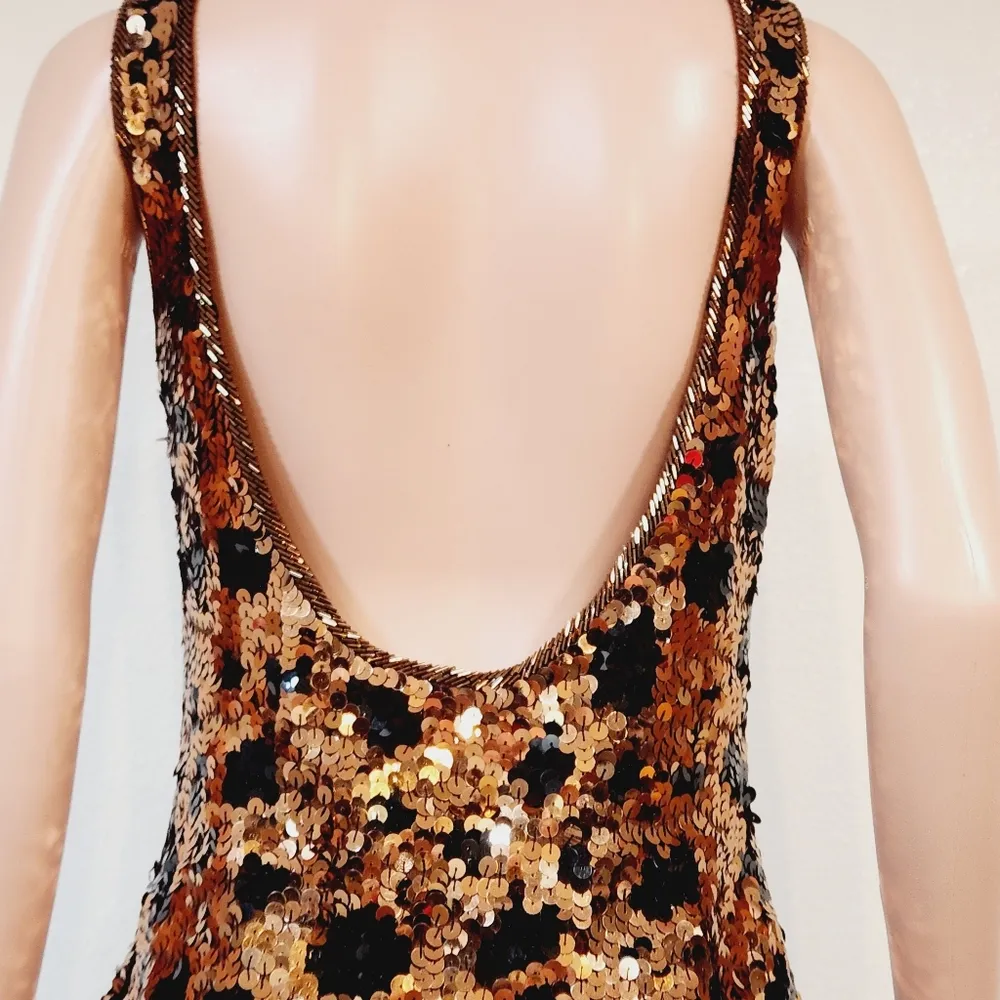 Cathy Hardwick Vintage Lambswool Handstitched Sequin Low Back Tank Dress… Size M - Image 8
