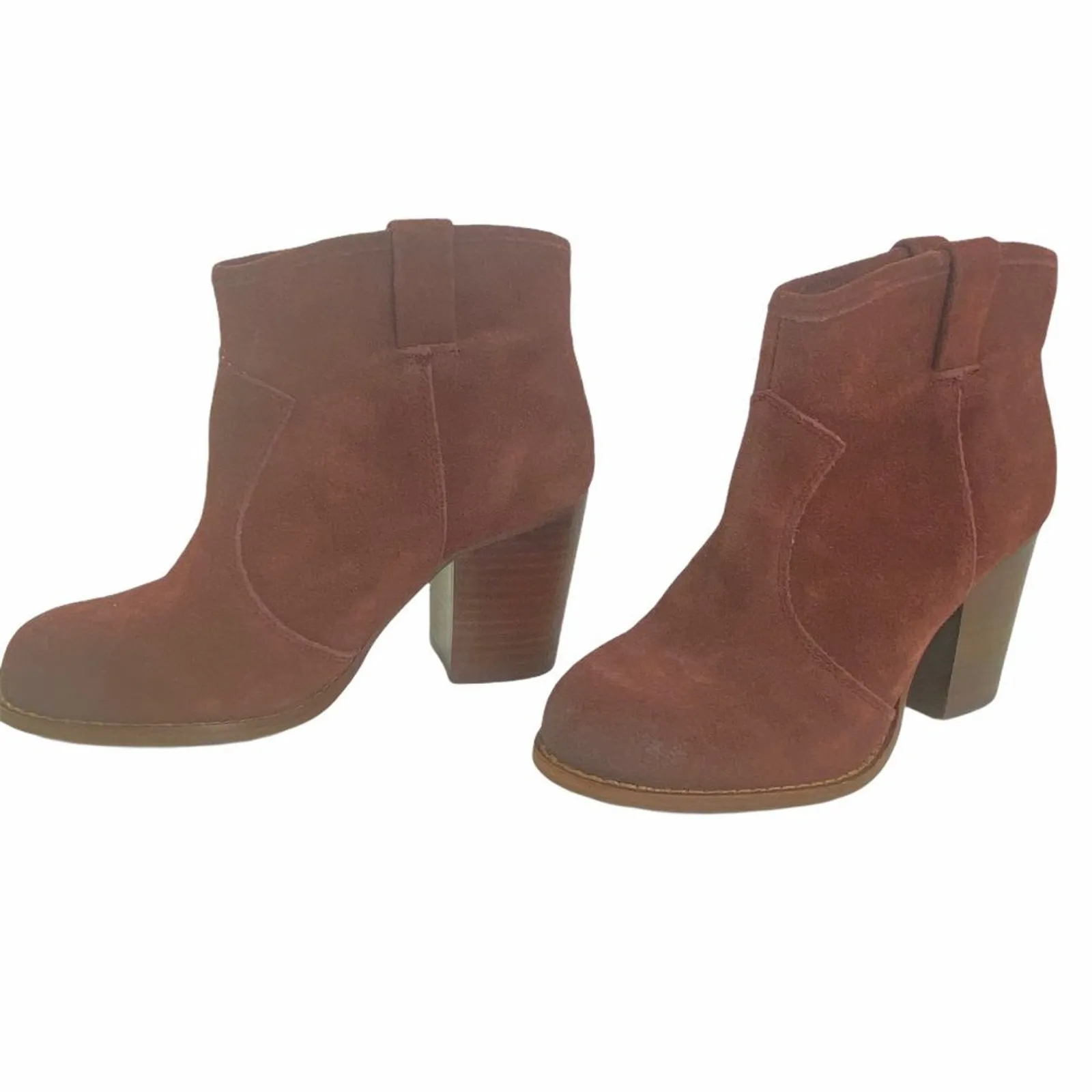 Splendid Lakota Suede Ankle Bootie Boots Wine 5.5 Block Heel Fall Chic Style - Image 5