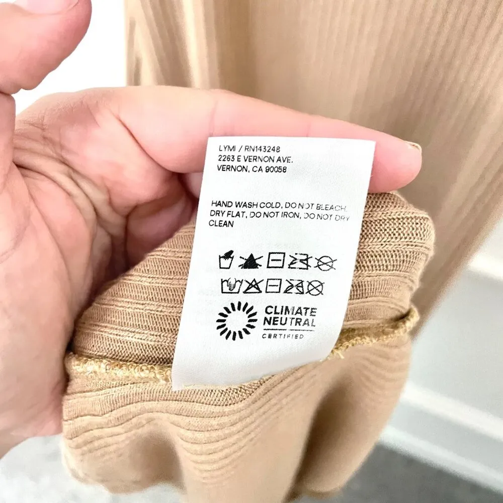 Reformation Bliss Maxi Knit Ribbed Dress Tan Camel Size L - Image 6