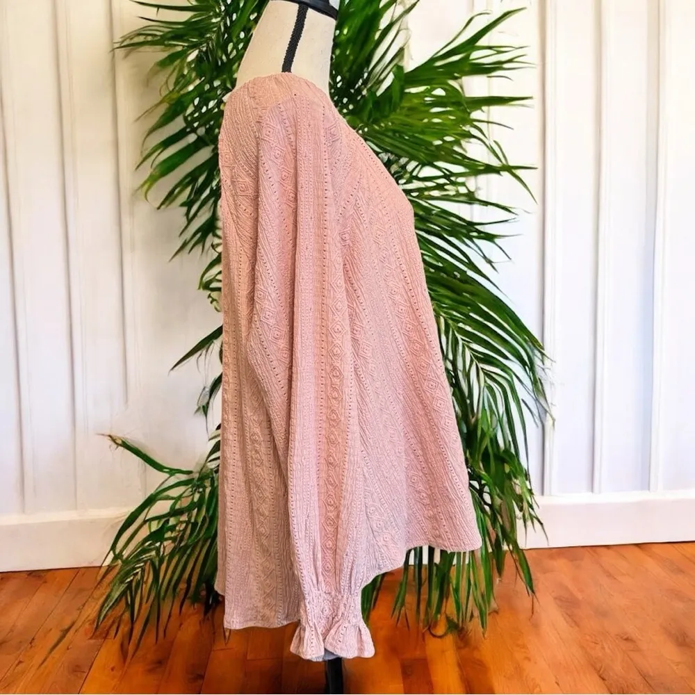 FRYE Pink Textured Long Sleeve Top Blouse - XXL - Image 2