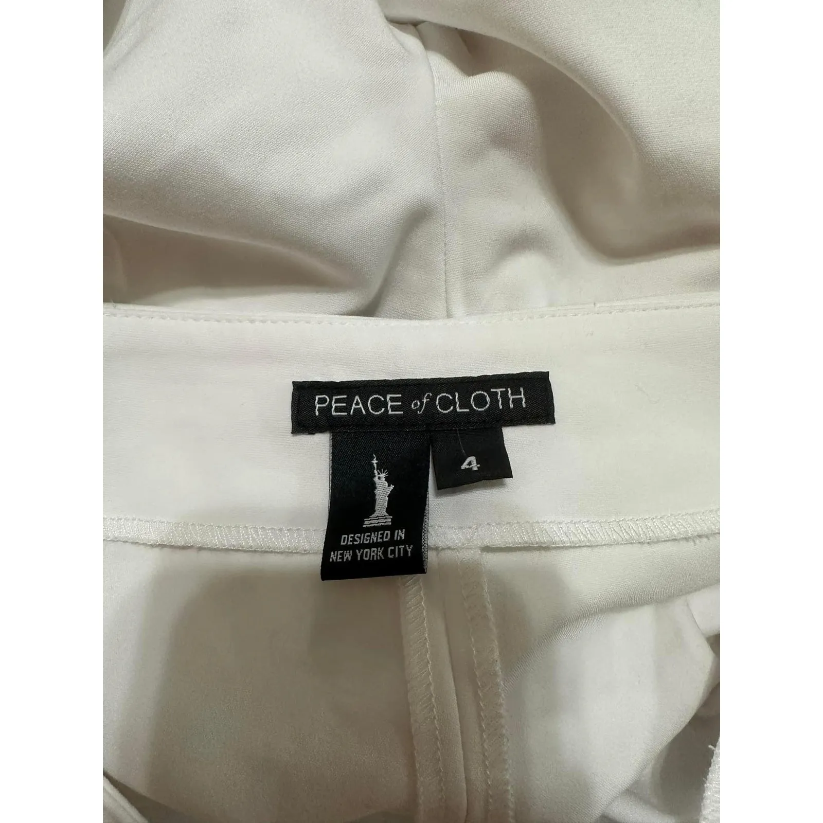 Peace of Cloth Women's Panticular‎ White Cropped Pants Front Zip Sz 4 - Image 5