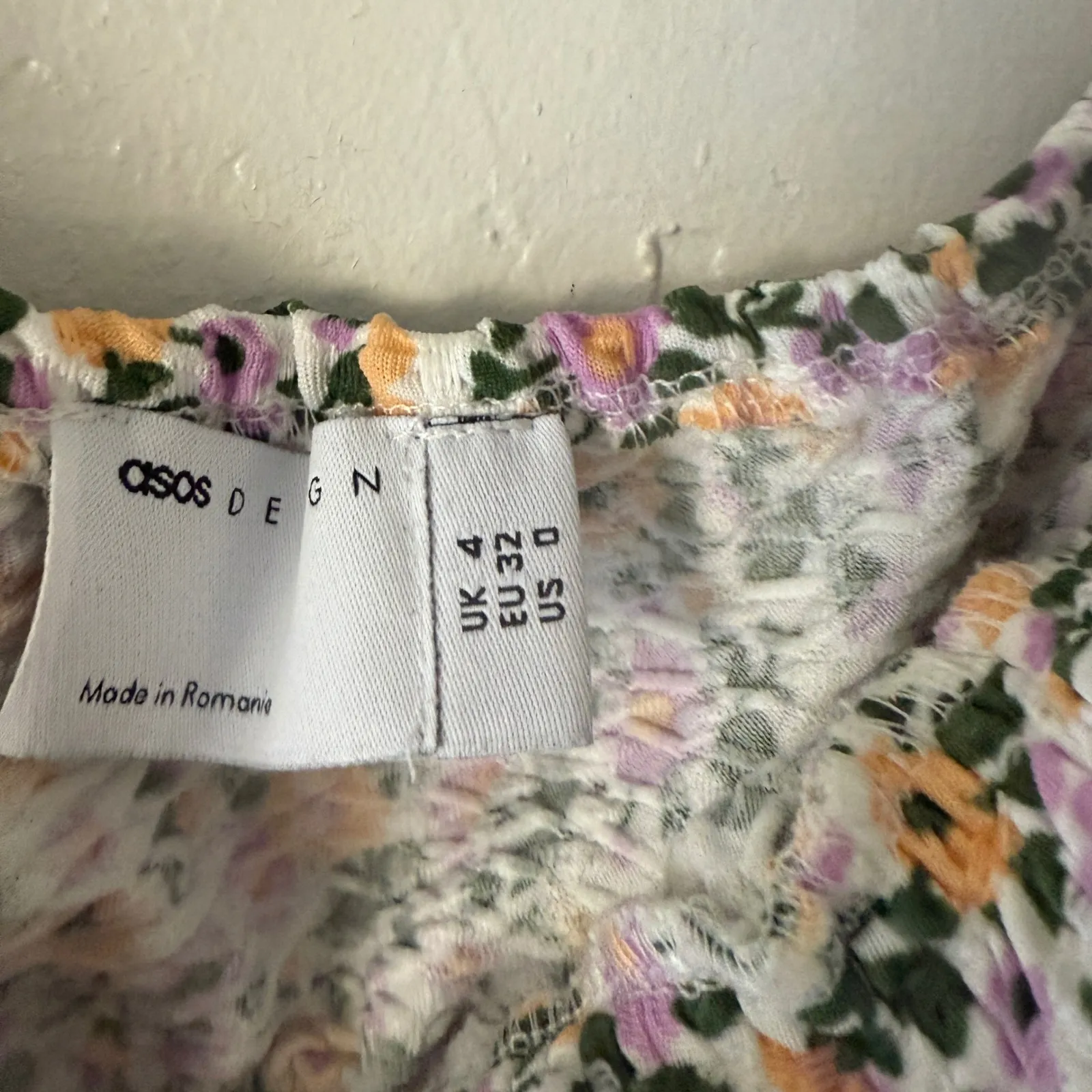 ASOS Floral Puff Sleeve Square Neck Midi Dress Size XS Milkmaid Cottage Midi White - Image 6