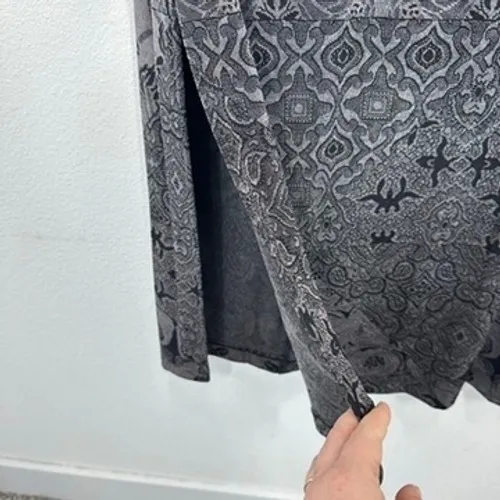 Vintage Laura Ashley Button Front Shirt Dress Black Gray Floral Goth Whimsigoth - Image 11