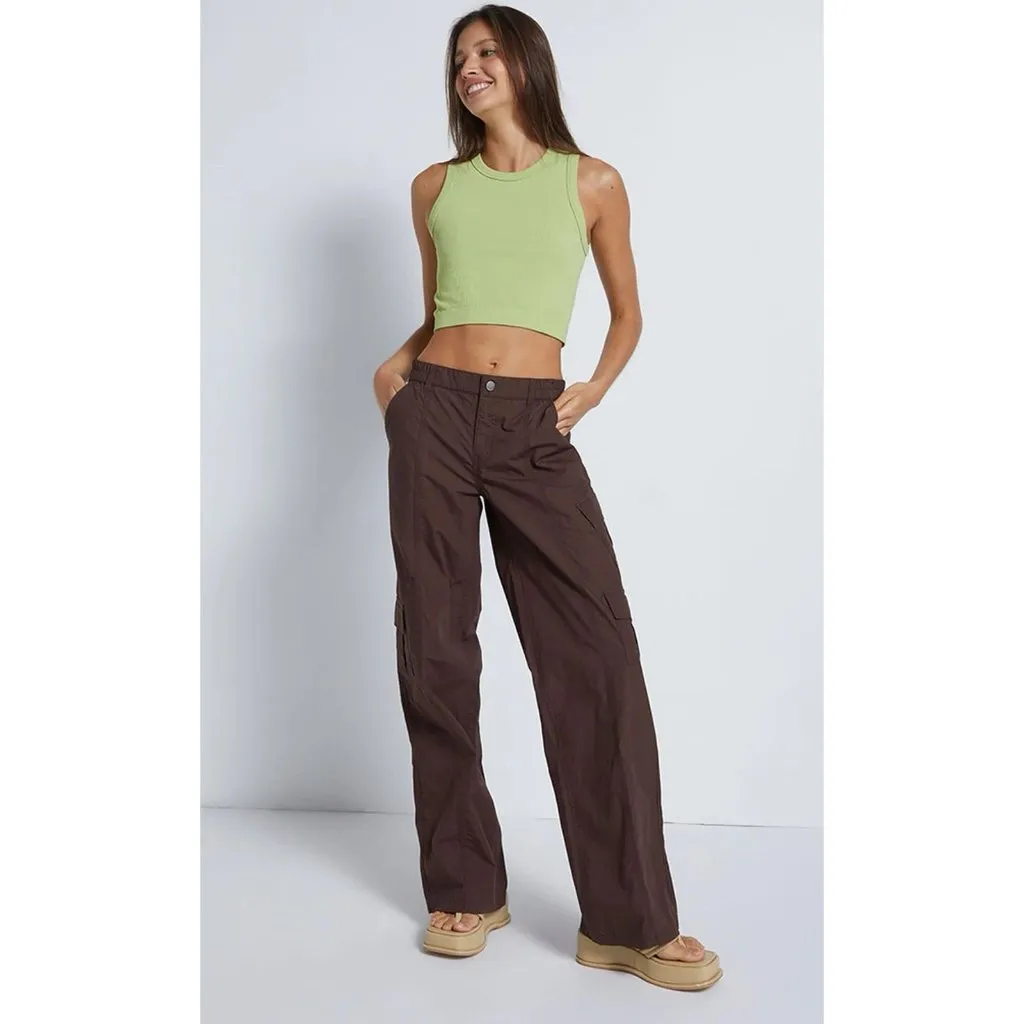 Pacsun Women’s Brown 90's Baggy Cargo Pant Low Rise Puddle Size Medium‎ NEW - Image 3