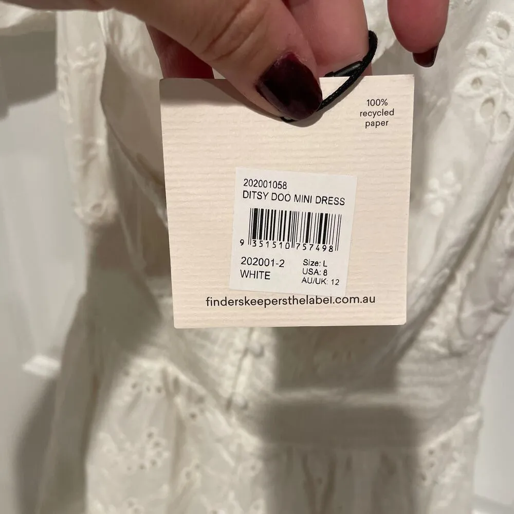 Finders Keepers Ditsy Doo white Mini dress size 8 NWT - Image 4