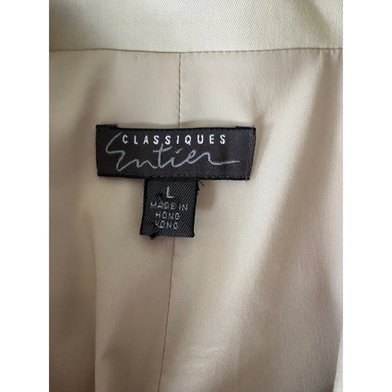 Classiques Entier Vintage Women's Beige Trench Coat, Collared, Size Large - Image 4