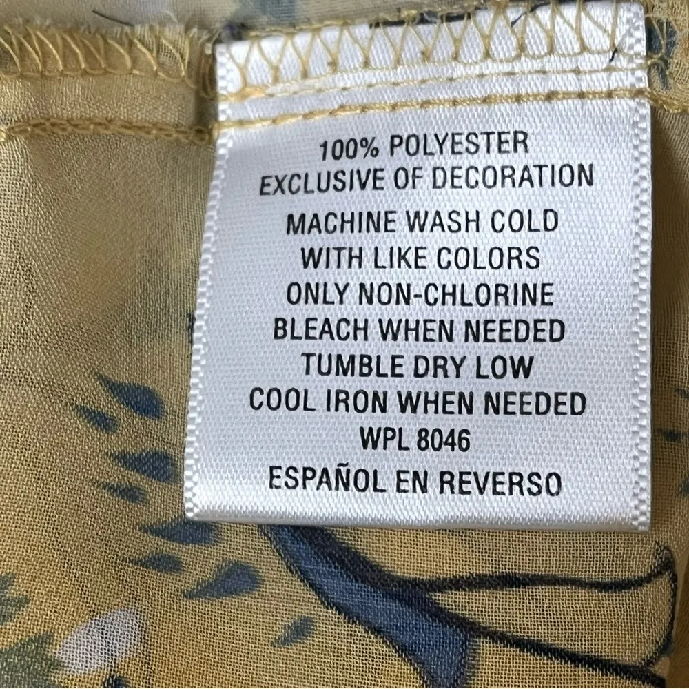 Style & Co Butter Yellow Sheer Floral Paisley Tunic Blouse XL | Boho Coastal - Image 7