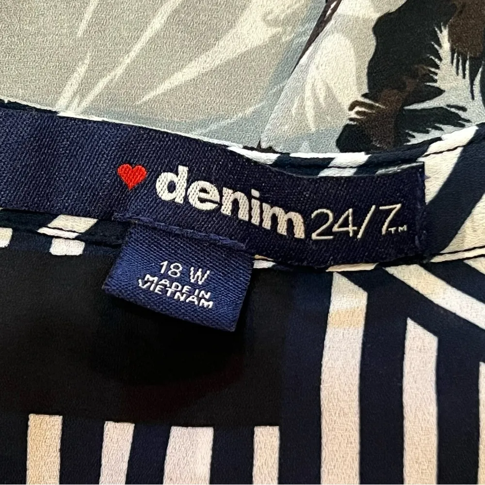 DENIM 24/7 blouse top shirt tunic black white high low size 18W - Image 6