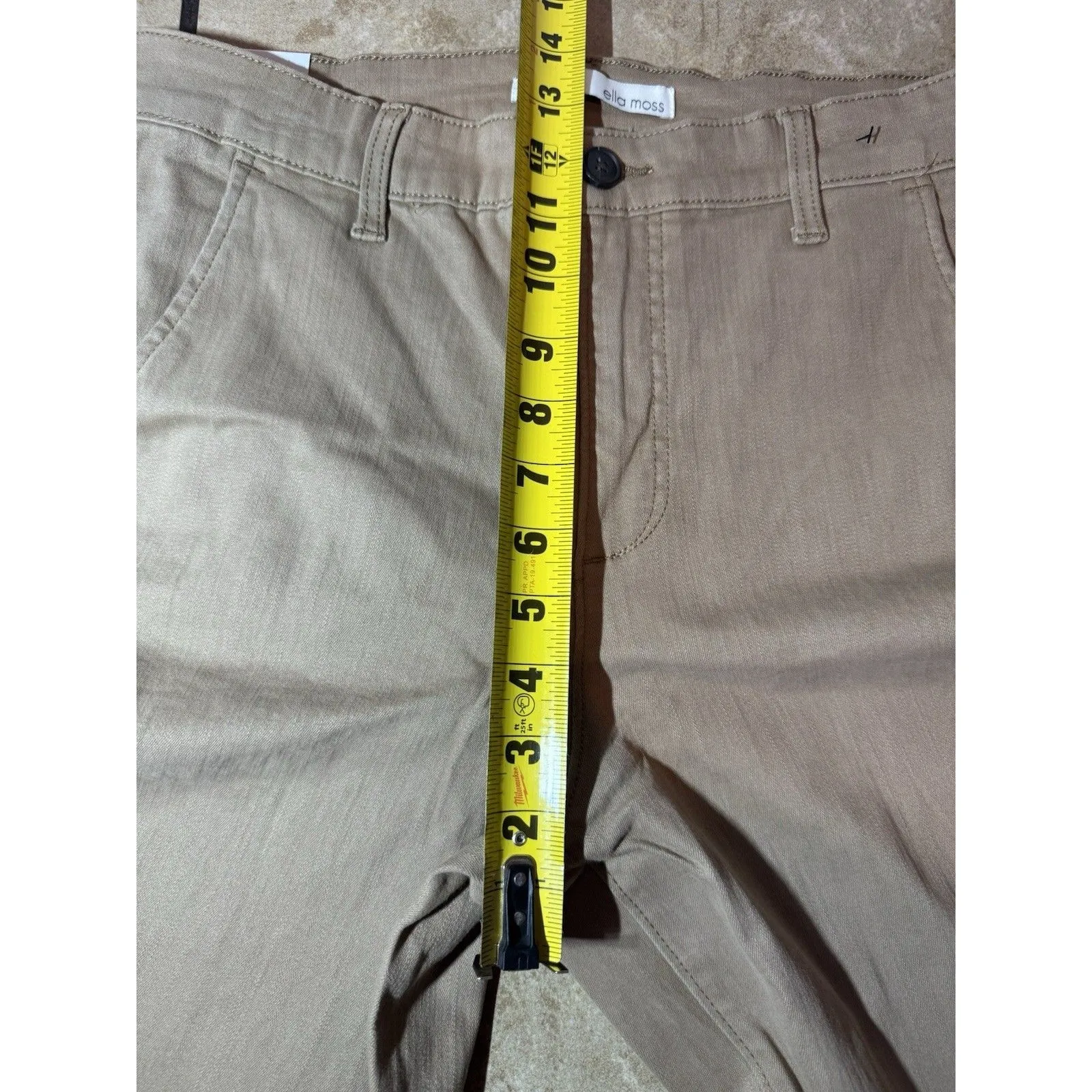 Ella Moss Womens Pants Brown/Khaki Cropped Wide Leg High-Rise Belt Loops Sz 8 - Image 14