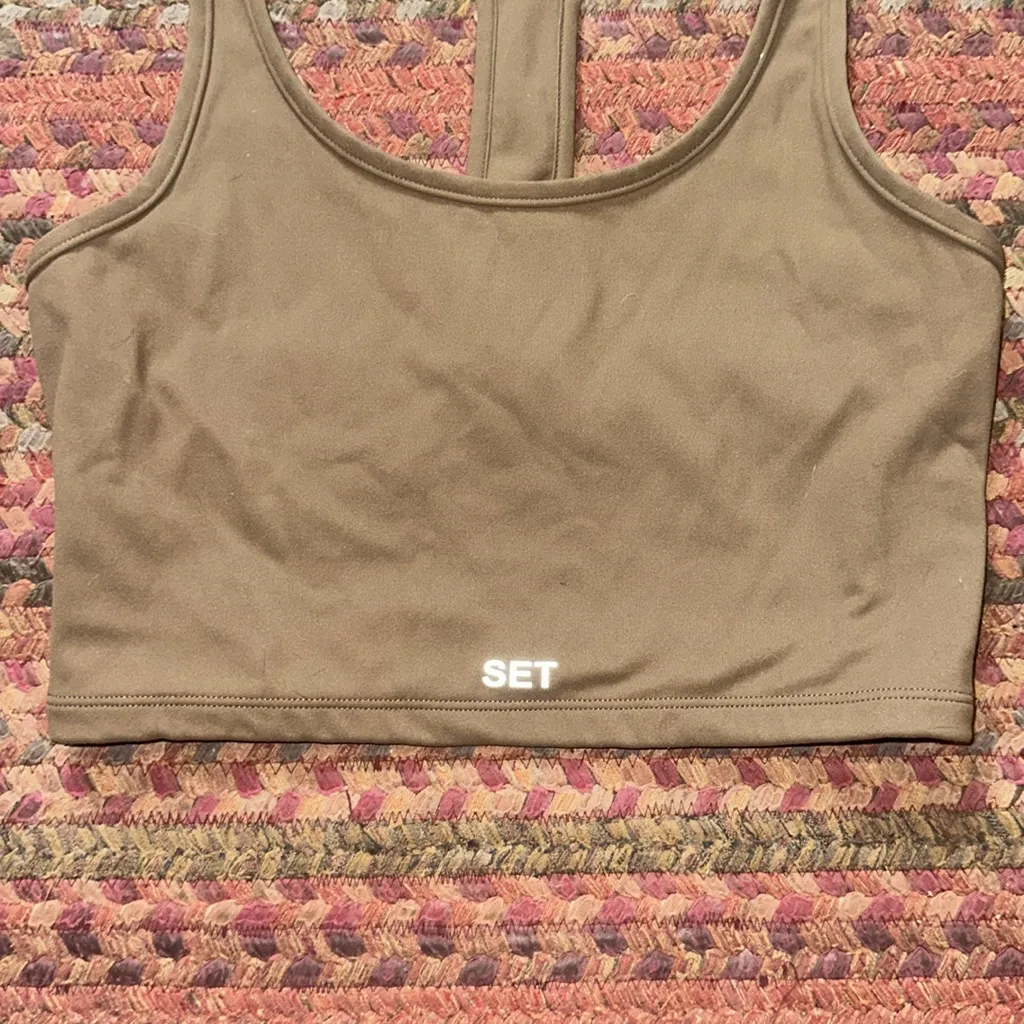 SET ACTIVE BROWN RACERBACK SPORTS BRA CROP TANK - Image 2