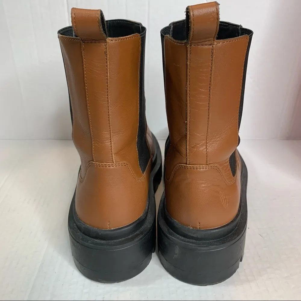 Zara Brown Blogger's Favorite Real Leather Lug Sole Combat Boots size 9 - Image 9